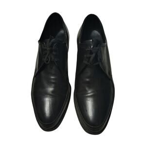 Nunn-Bush Black Leather Pointy Toe Lace Up Mens Dress Shoes Seam Detail Size 8 D